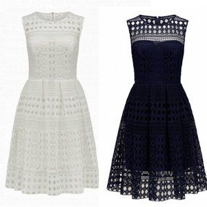 Ever New Adrianna Lace Crochet White Sleeveless Dress